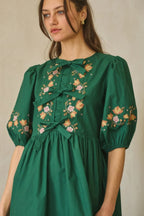 Poplin Front Ribbon Tie Baby Doll Dress | Mixtshop LLC