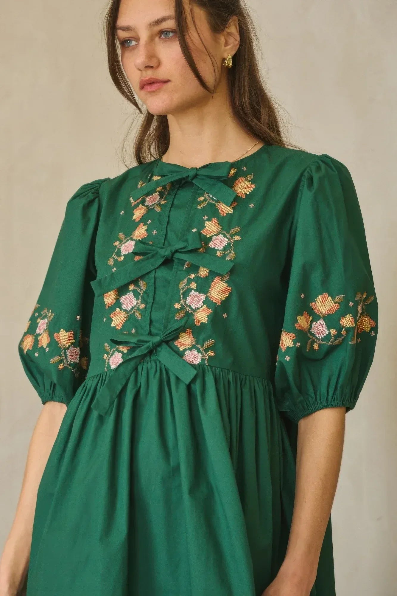 Poplin Front Ribbon Tie Baby Doll Dress | Mixtshop LLC