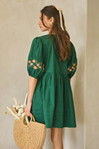 Poplin Front Ribbon Tie Baby Doll Dress | Mixtshop LLC