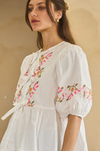 Poplin Front Ribbon Tie Blouse | Mixtshop LLC