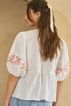 Poplin Front Ribbon Tie Blouse | Mixtshop LLC