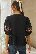 Poplin Front Ribbon Tie Blouse | Mixtshop LLC