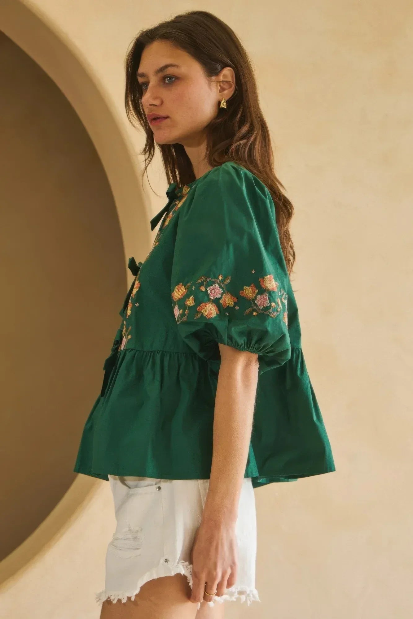 Poplin Front Ribbon Tie Blouse | Mixtshop LLC
