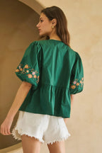 Poplin Front Ribbon Tie Blouse | Mixtshop LLC