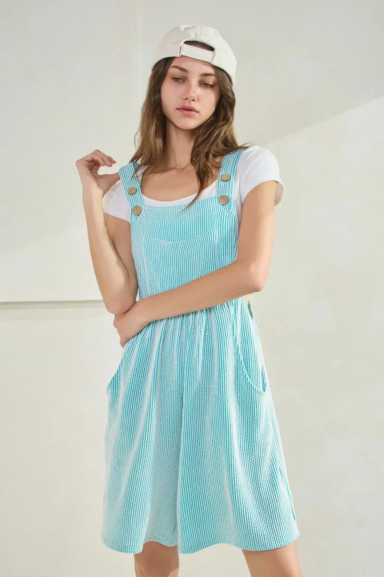 Prime Ribbed Knit Overall Romper Secondary image