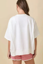Boxy Wide Top With American Flag Patchwork | Mixtshop LLC