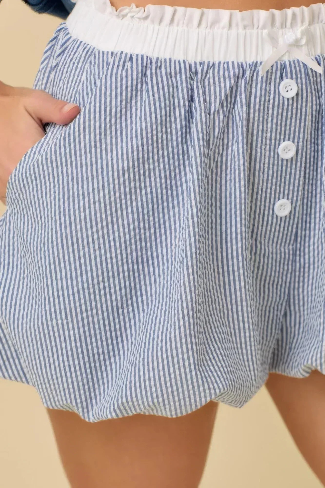 Seersucker Stripe Bubble Hem Boxer Shorts | Mixtshop LLC