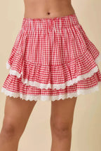 Gingham Ruffle Skort With Eyelet Ruffle | Mixtshop LLC