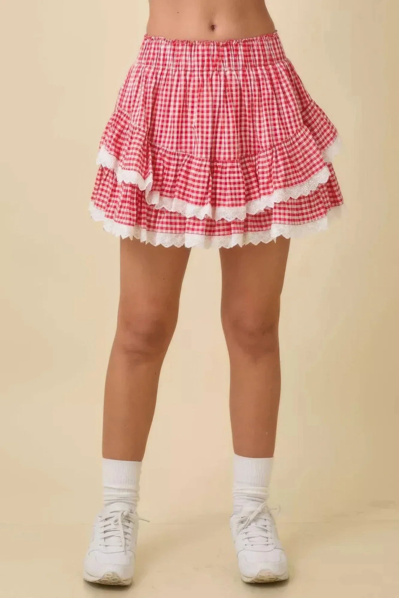 Gingham Ruffle Skort With Eyelet Ruffle Secondary image