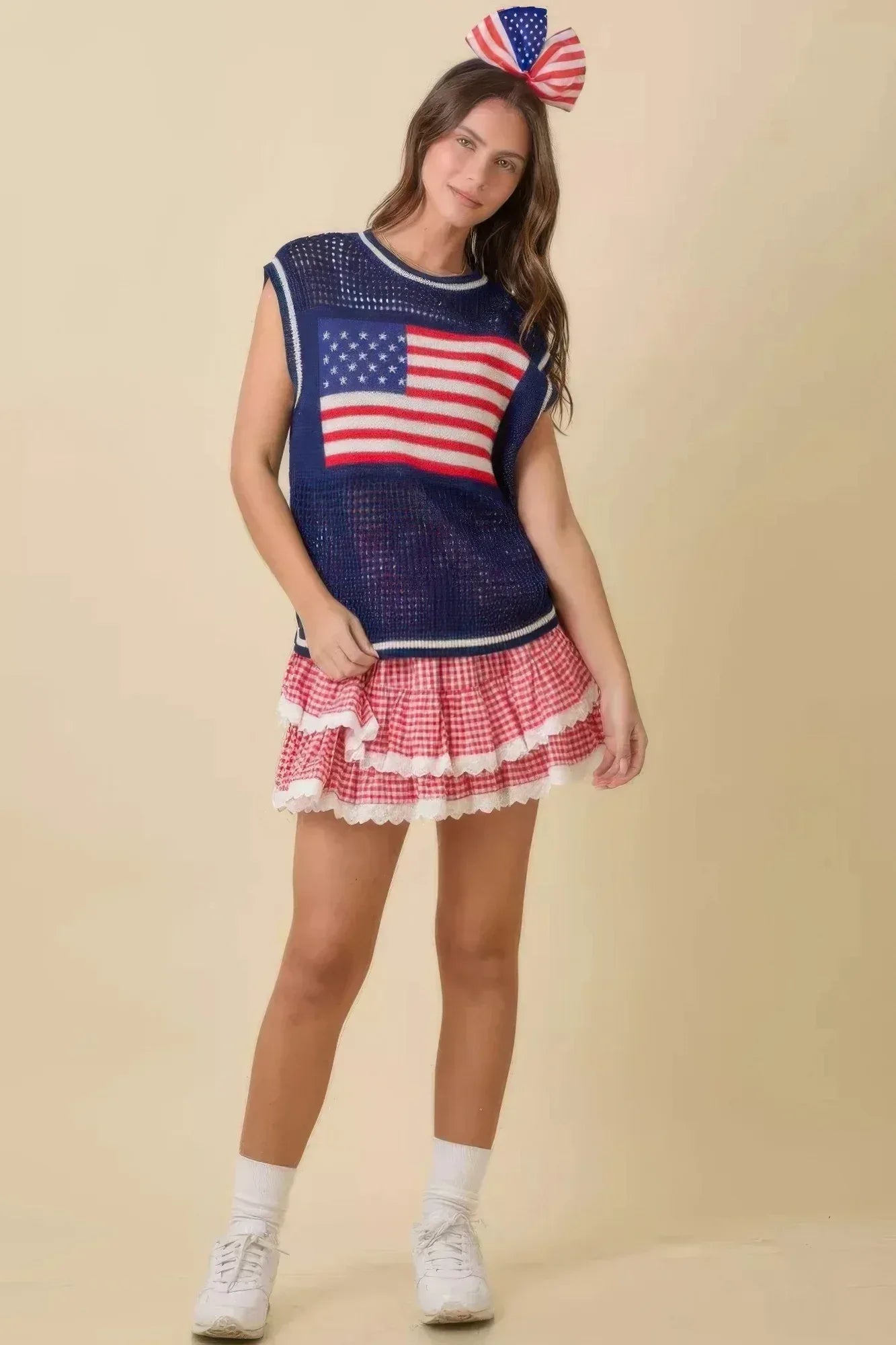 Gingham Ruffle Skort With Eyelet Ruffle | Mixtshop LLC