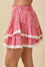 Gingham Ruffle Skort With Eyelet Ruffle | Mixtshop LLC