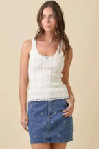 Mini Denim Skirt With All Over Ribbon Bow | Mixtshop LLC