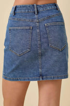 Mini Denim Skirt With All Over Ribbon Bow | Mixtshop LLC