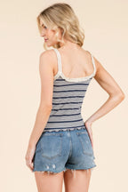 Stripped Ribbed Tank W/lace Detail | Mixtshop LLC