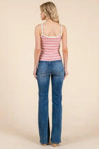 Stripped Ribbed Tank W/lace Detail | Mixtshop LLC