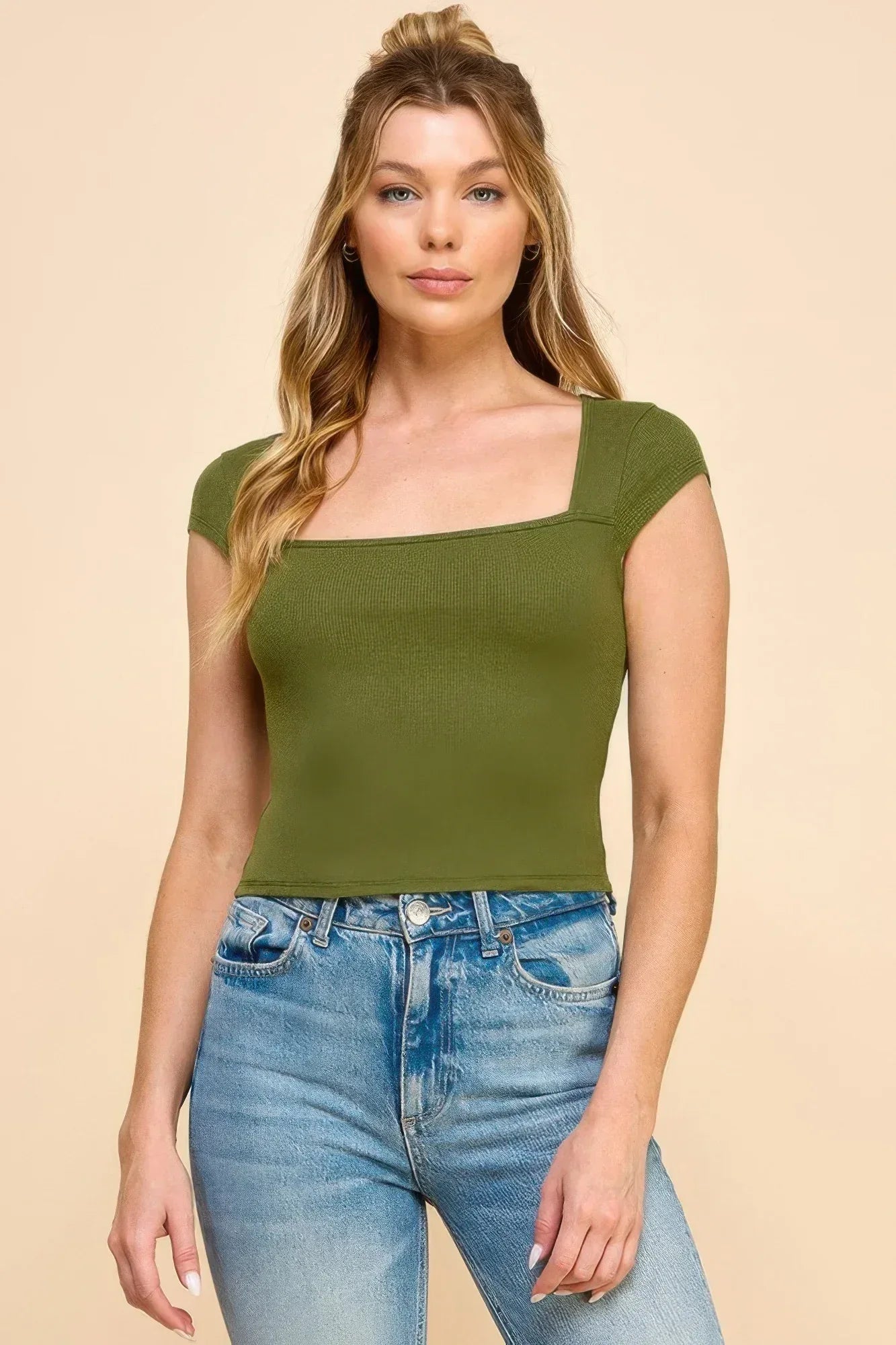 Square Neck Cap Sleeve Top | Mixtshop LLC