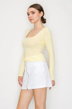 Lace Trim Square Long Sleeve Top | Mixtshop LLC