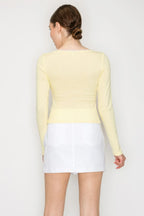 Lace Trim Square Long Sleeve Top | Mixtshop LLC