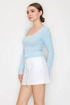 Lace Trim Square Long Sleeve Top | Mixtshop LLC