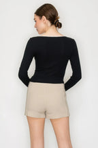 Lace Trim Square Long Sleeve Top | Mixtshop LLC