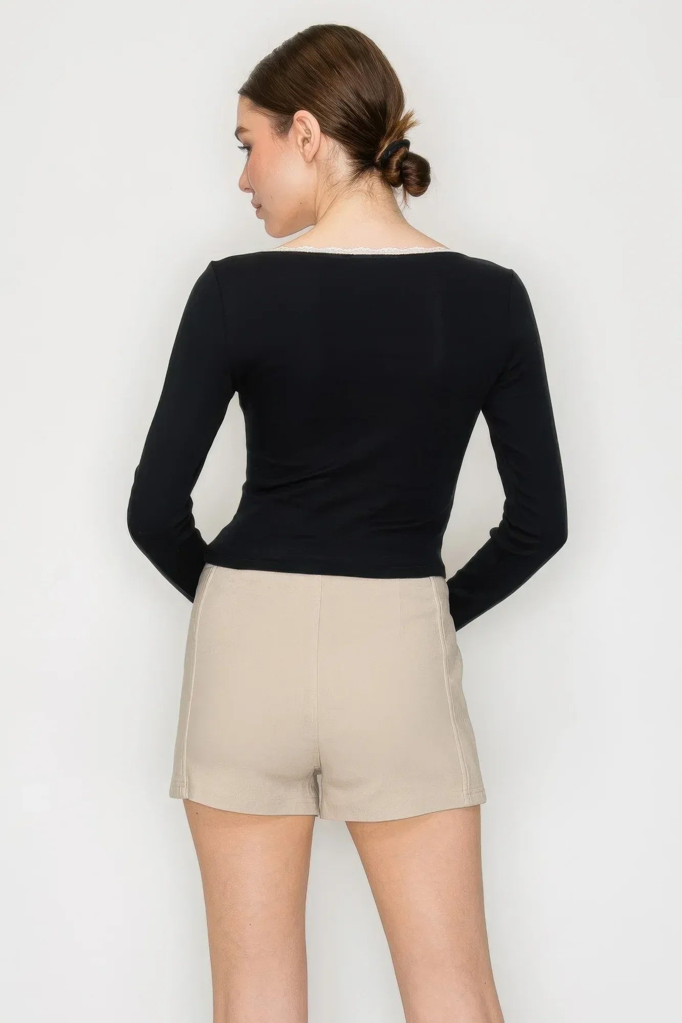 Lace Trim Square Long Sleeve Top | Mixtshop LLC
