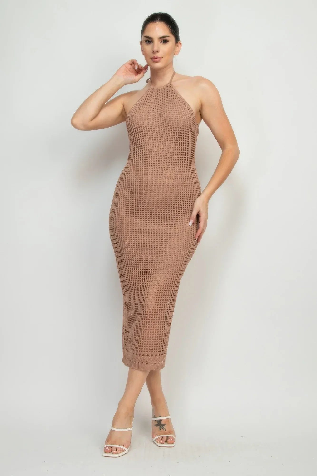 Halter Neck Open-back Midi Dress | Mixtshop LLC Main image