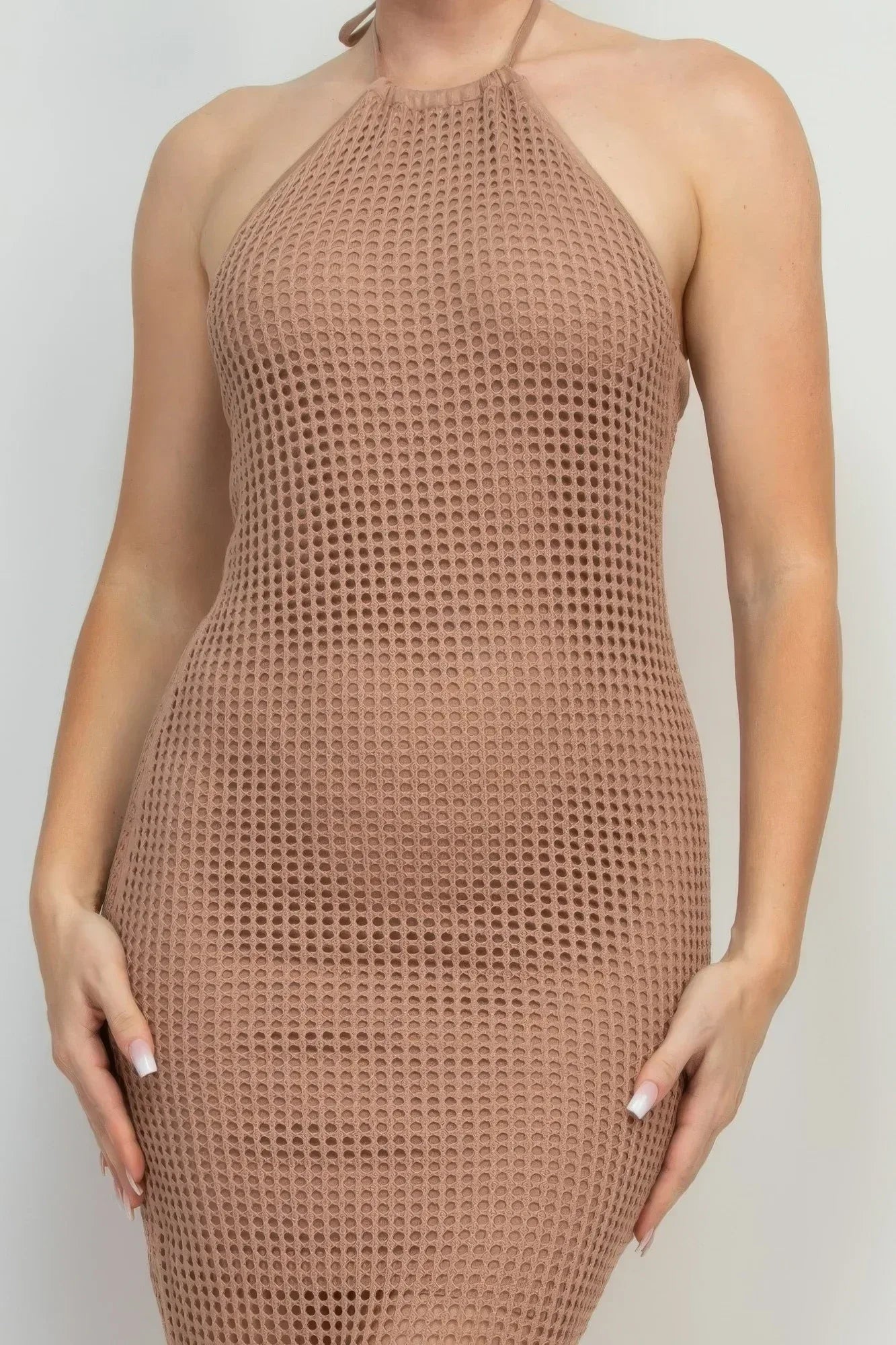Halter Neck Open-back Midi Dress | Mixtshop LLC