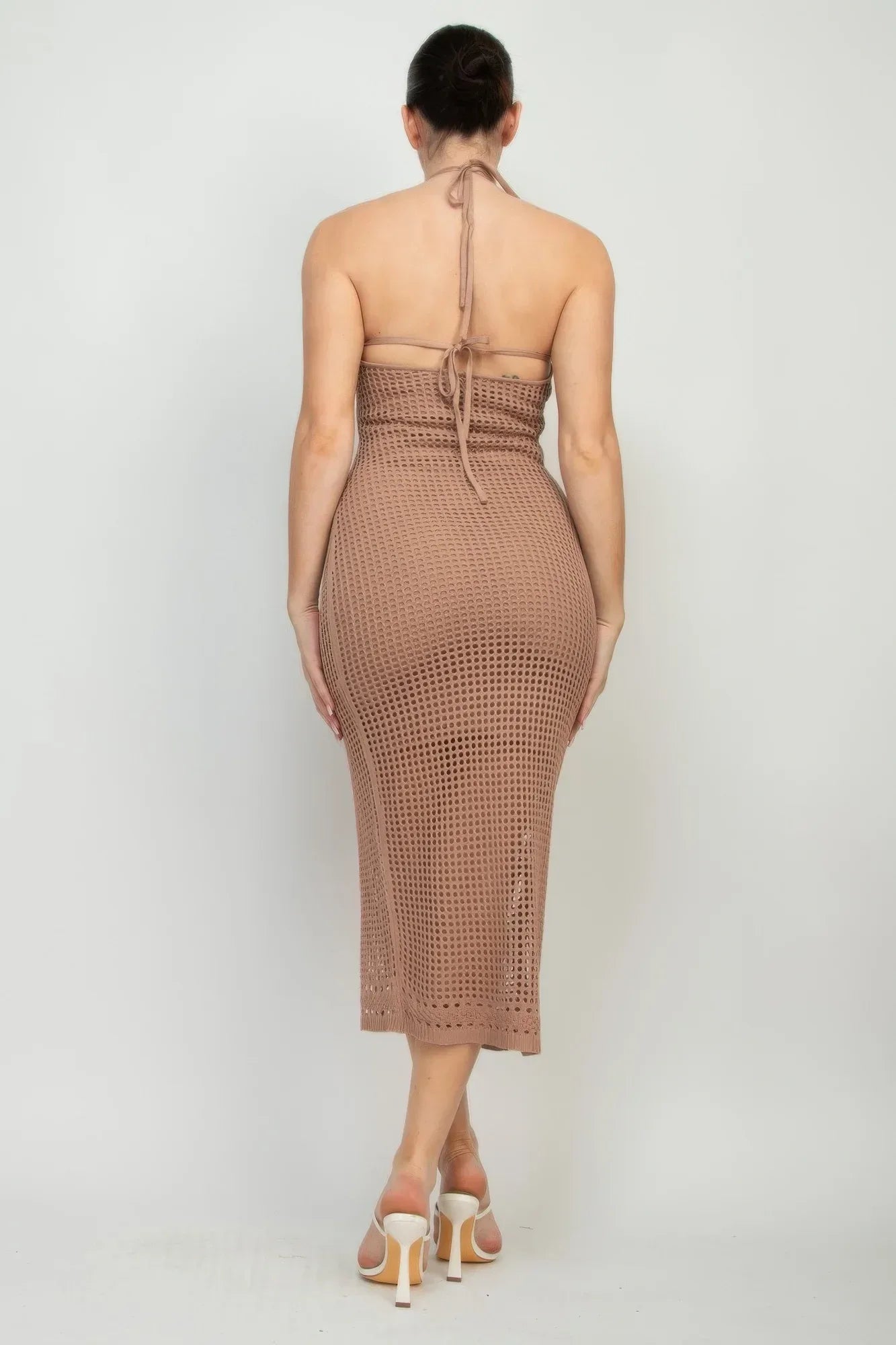 Halter Neck Open-back Midi Dress | Mixtshop LLC