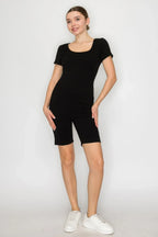Scoop Short Sleeve Rib Romper | Mixtshop LLC