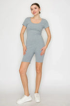 Scoop Short Sleeve Rib Romper | Mixtshop LLC