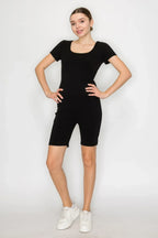 Scoop Short Sleeve Rib Romper | Mixtshop LLC