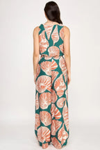 Printed Sleeveless Bubble Hem Top And Paper Bag Waist Pants Set | Mixtshop LLC