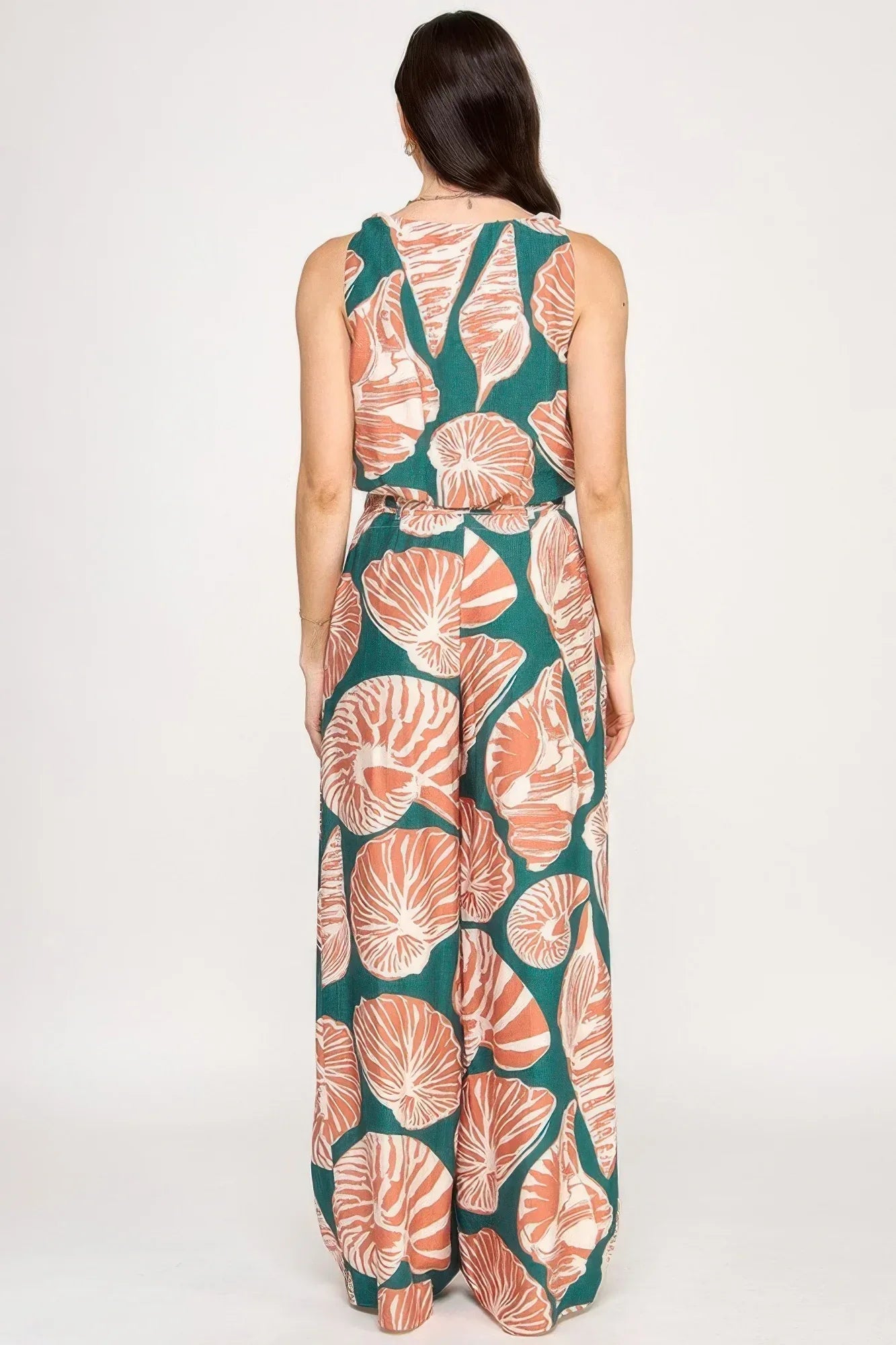 Printed Sleeveless Bubble Hem Top And Paper Bag Waist Pants Set | Mixtshop LLC