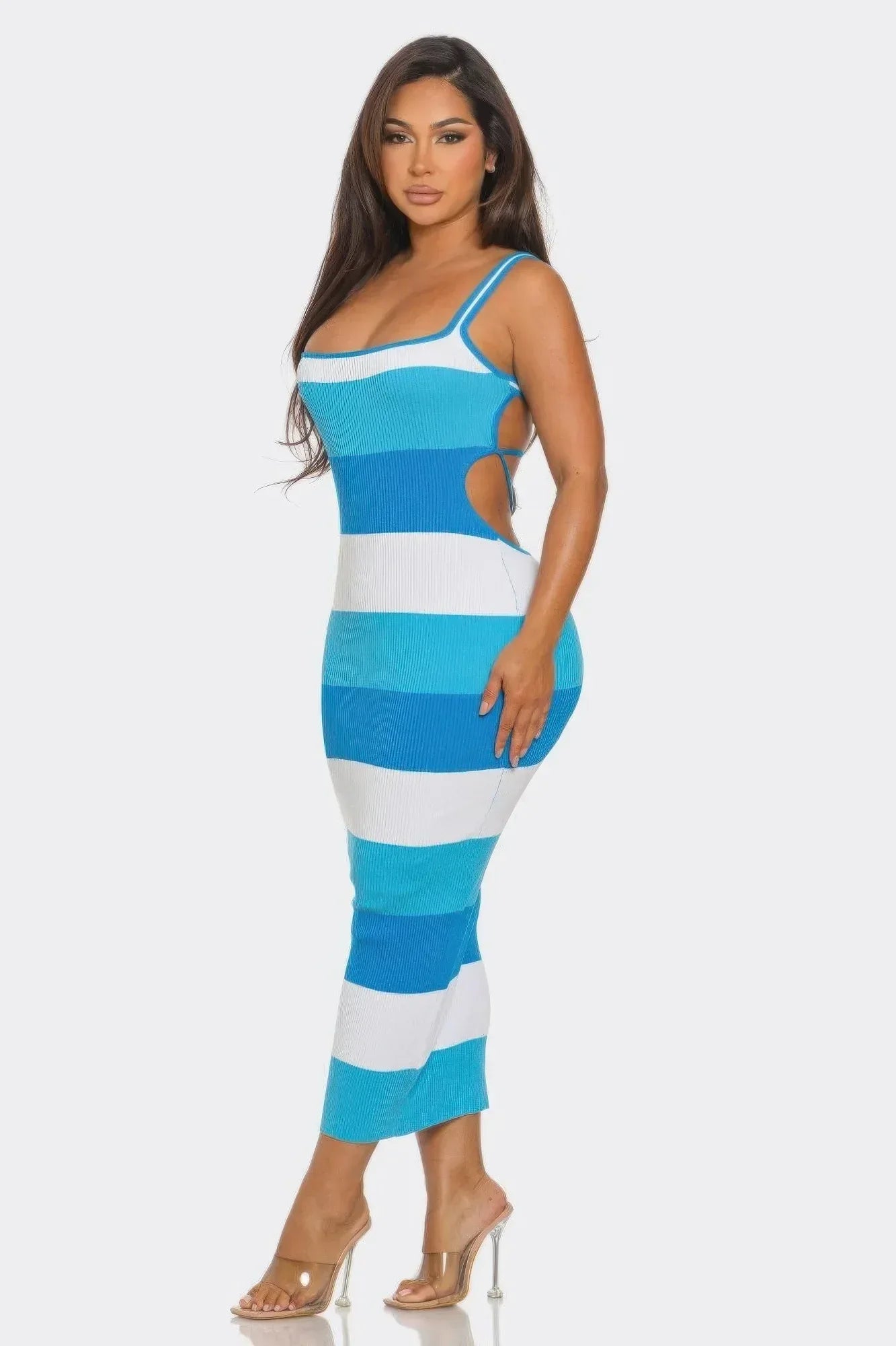 Multi Stripe Stretchy Knit Midi Dress Secondary image