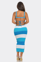 Multi Stripe Stretchy Knit Midi Dress | Mixtshop LLC