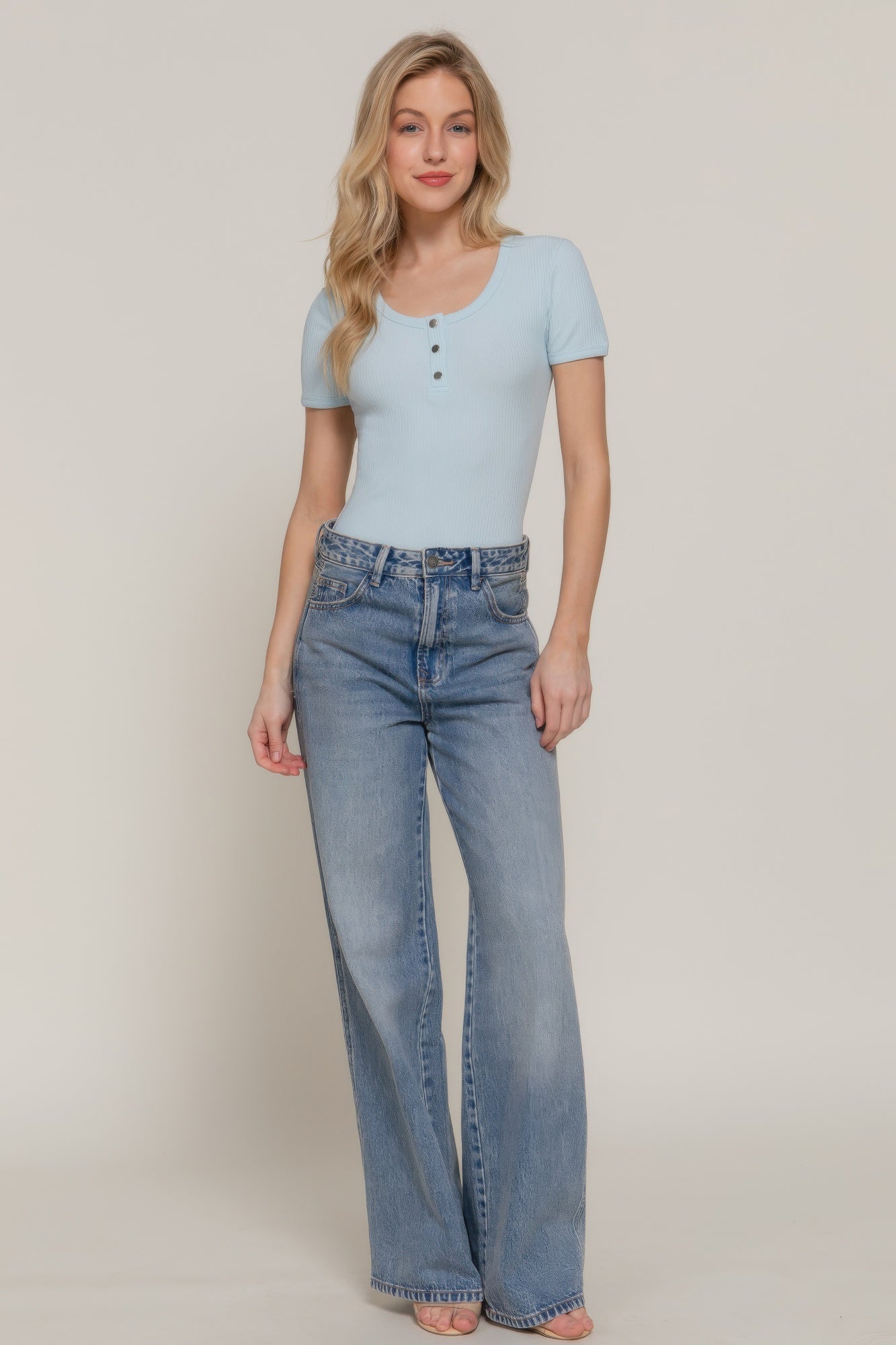 Short Slv Snap Button Rib Bodysuit Secondary image