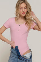 Short Slv Snap Button Rib Bodysuit | Mixtshop LLC