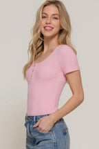 Short Slv Snap Button Rib Bodysuit | Mixtshop LLC