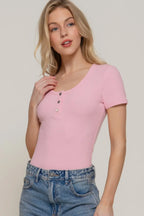 Short Slv Snap Button Rib Bodysuit | Mixtshop LLC