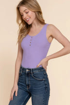 Sleeveless Henley Rib Knit Bodysuit | Mixtshop LLC