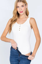 Sleeveless Henley Rib Knit Bodysuit | Mixtshop LLC