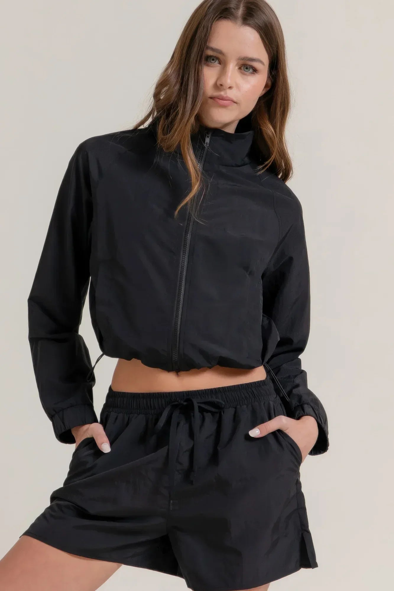 Long Slv Crop Activewear Anorak Jacket | Mixtshop LLC Main image