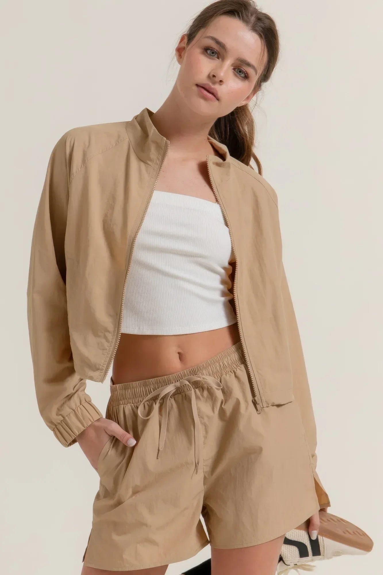 Long Slv Crop Activewear Anorak Jacket | Mixtshop LLC Main image