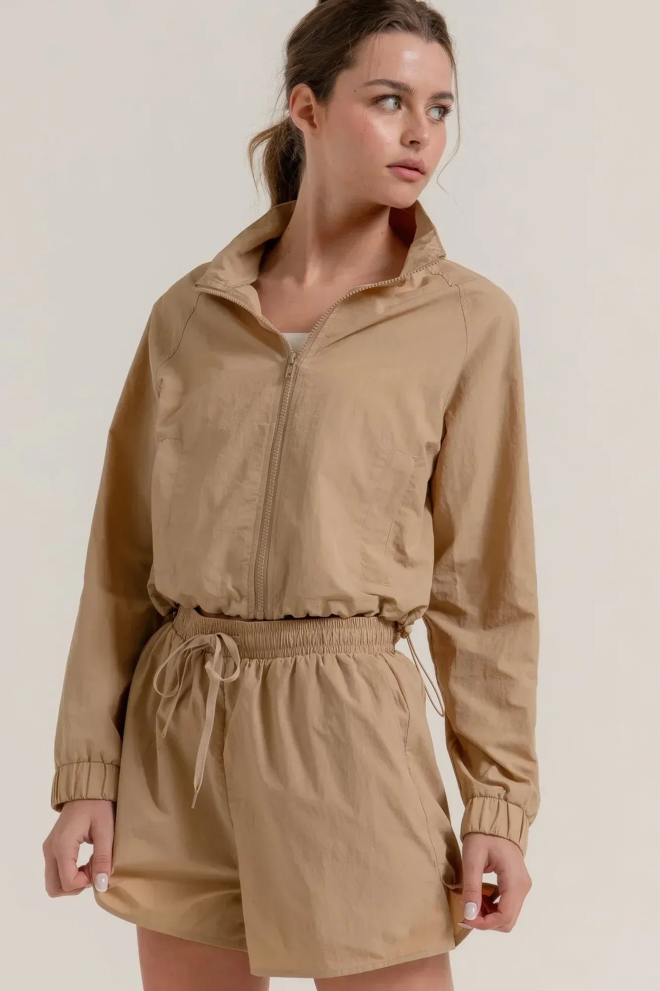 Long Slv Crop Activewear Anorak Jacket | Mixtshop LLC