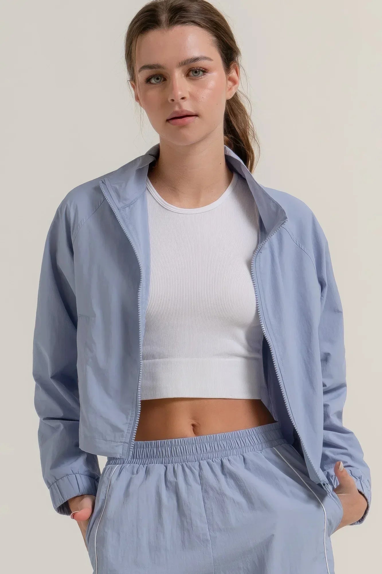 Long Slv Crop Activewear Anorak Jacket | Mixtshop LLC