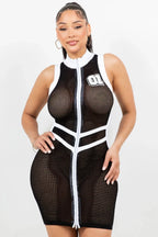 Netting 2 Way Zipper Mini Dress | Mixtshop LLC