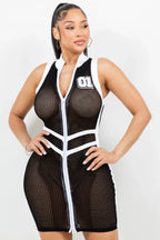 Netting 2 Way Zipper Mini Dress | Mixtshop LLC