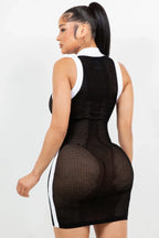 Netting 2 Way Zipper Mini Dress | Mixtshop LLC