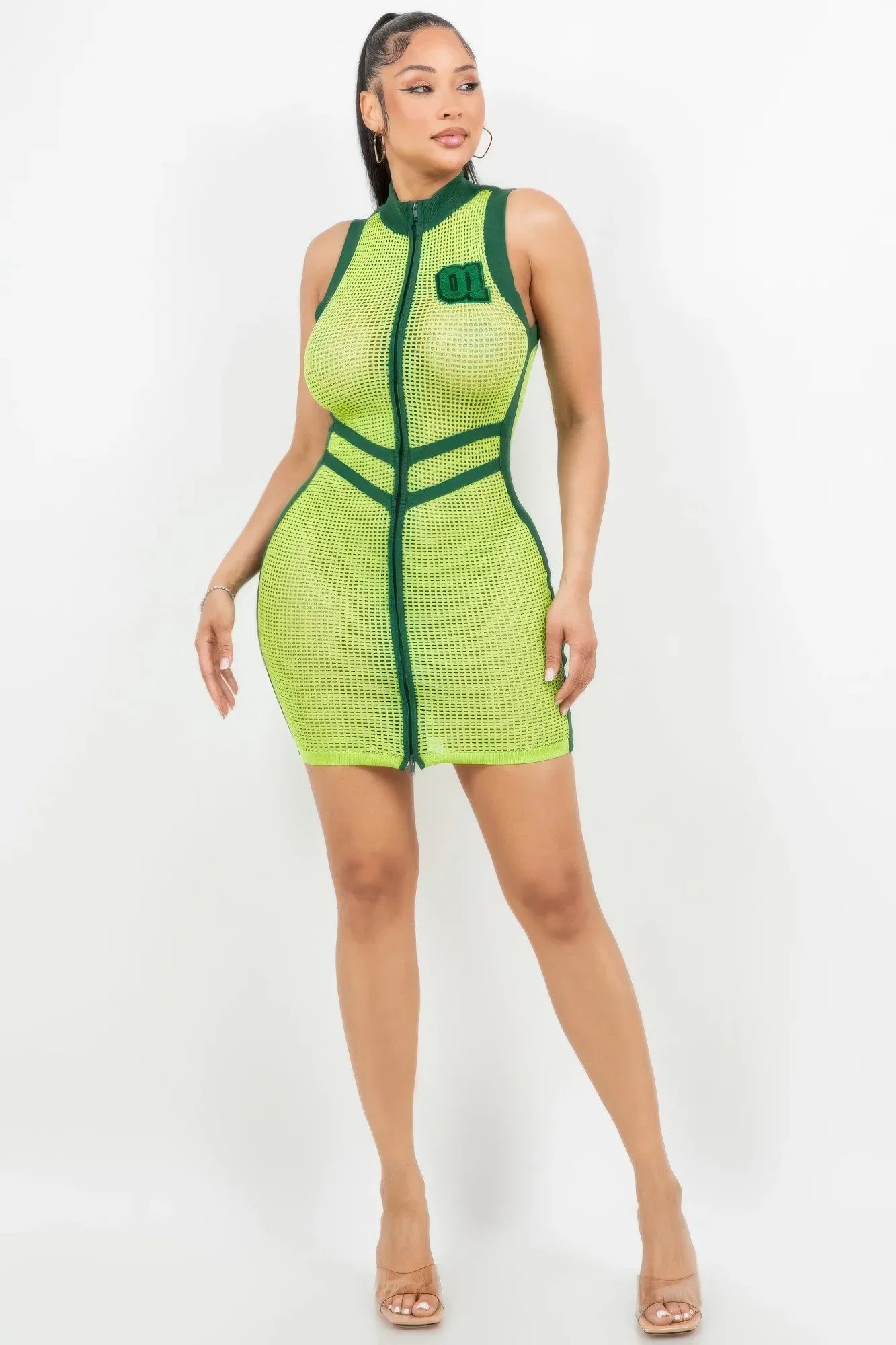 Netting 2 Way Zipper Mini Dress Secondary image