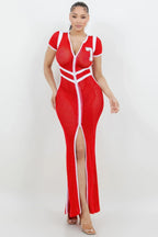Netting 2 Way Front Zipper Maxi Dress | Mixtshop LLC